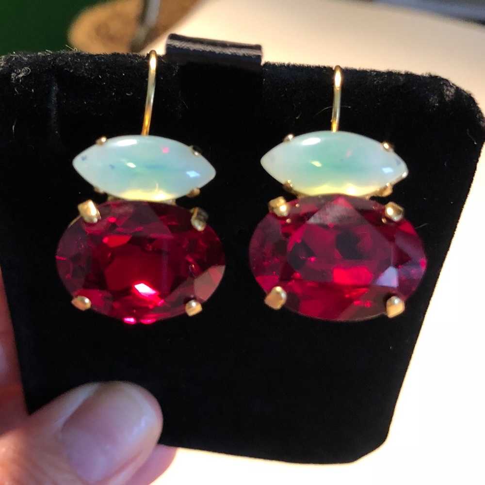 Swarovski “Opal/Ruby” Leverback Earrings